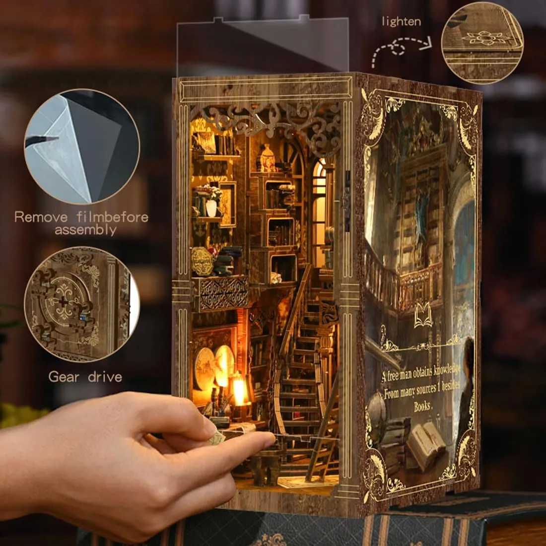 Book Nook Alley Kit, Wooden Cool Book Nook Alley, DIY Bookshelf Miniature Scenes, Bookshelf Model Kit, Book Nook Kits for Adults Fantasy - Bookstore