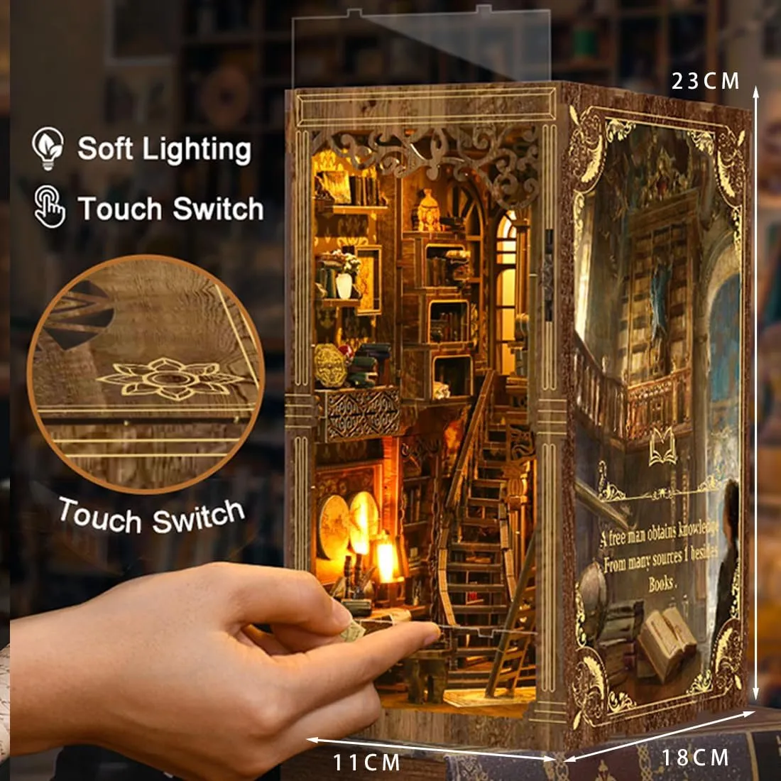 Book Nook Alley Kit, Wooden Cool Book Nook Alley, DIY Bookshelf Miniature Scenes, Bookshelf Model Kit, Book Nook Kits for Adults Fantasy - Bookstore
