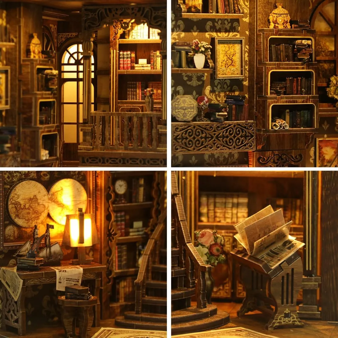 Book Nook Alley Kit, Wooden Cool Book Nook Alley, DIY Bookshelf Miniature Scenes, Bookshelf Model Kit, Book Nook Kits for Adults Fantasy - Bookstore