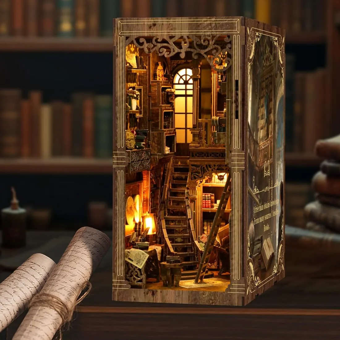 Book Nook Alley Kit, Wooden Cool Book Nook Alley, DIY Bookshelf Miniature Scenes, Bookshelf Model Kit, Book Nook Kits for Adults Fantasy - Bookstore