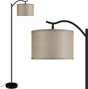 BoostArea Floor Lamp for Living Room,9W LED Arched Lamp,Tall Modern Standing with Fabric Linen Shade,3 Brightness Levels,E26 Socket,Footswitch,Mid Century Bedrooms,Office B1316