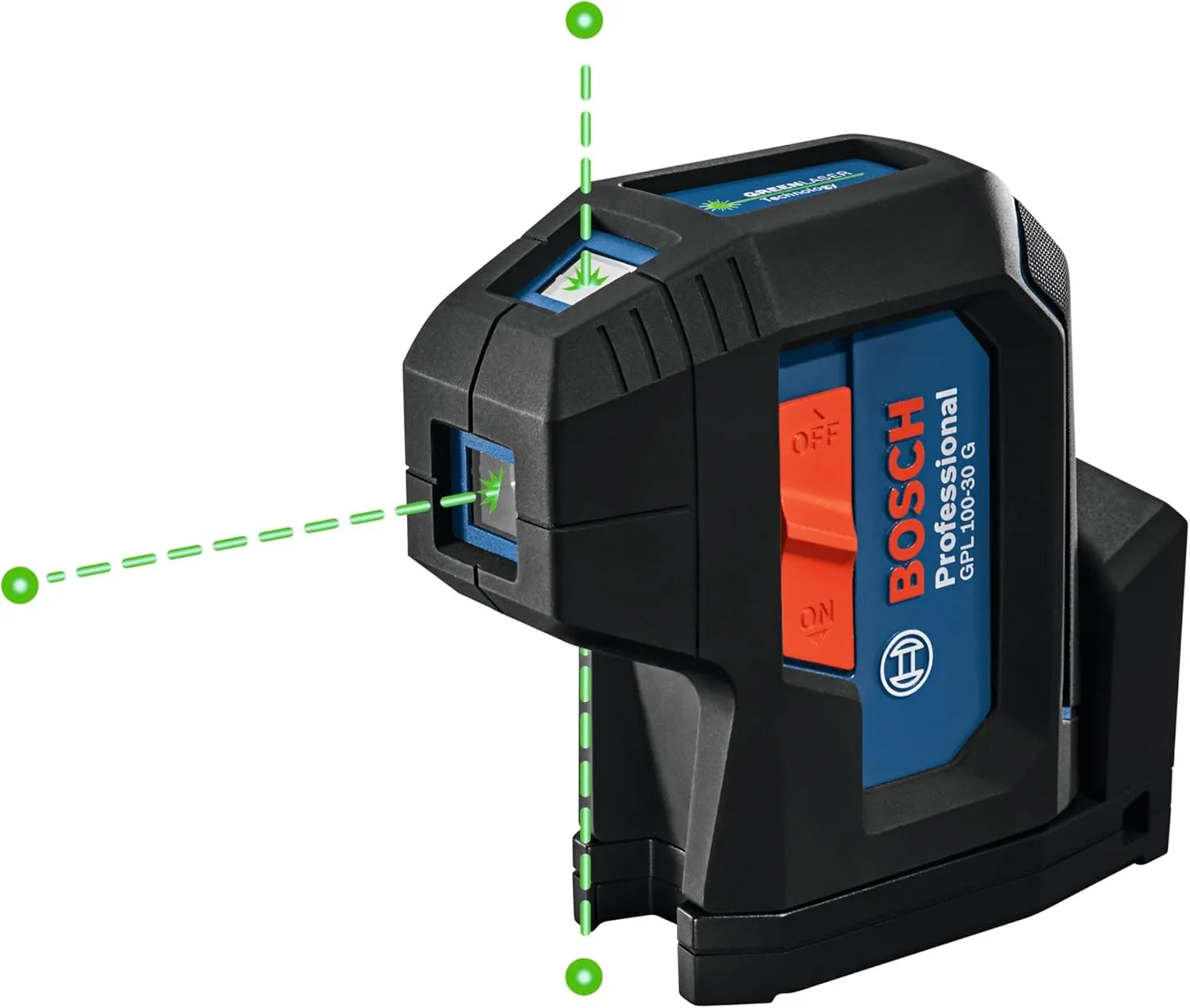 BOSCH GPL100-30G Green-Beam Self-Leveling Alignment Laser, Includes 2 AA Batteries, Built-In Multipurpose Mount, & Hard Carrying Case