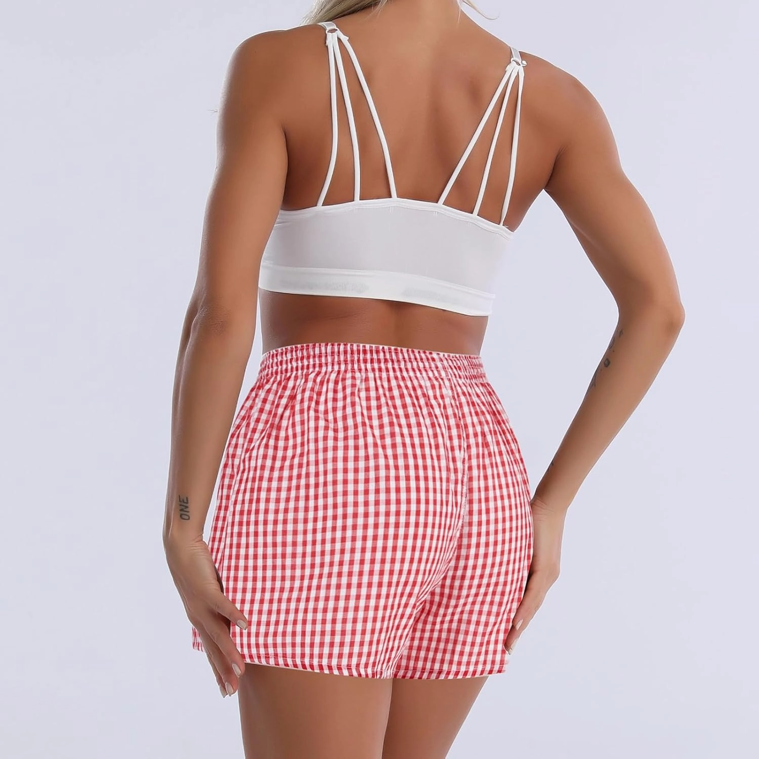 Boxer Shorts for Women Gingham Sleep Y2k Printed Boxers Pj Boxer Short Trendy Checkered Baggy Pj Boxers