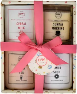 Breakfast Treats Gift Set of 4 Glass Mini Candles (Each 3.8 oz), Perfect for Gifting by DW Home