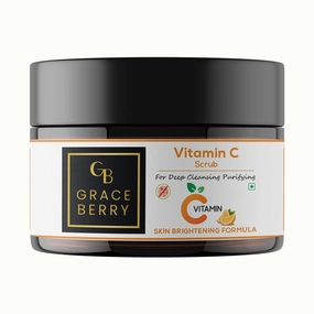 Brightening Face Scrub with Vitamin C for Women & Men | Removes Dirt, Blackheads & Gently Exfoliates Skin | For Oily, Normal, Dry, Combination & Sensitive Skin 200gm