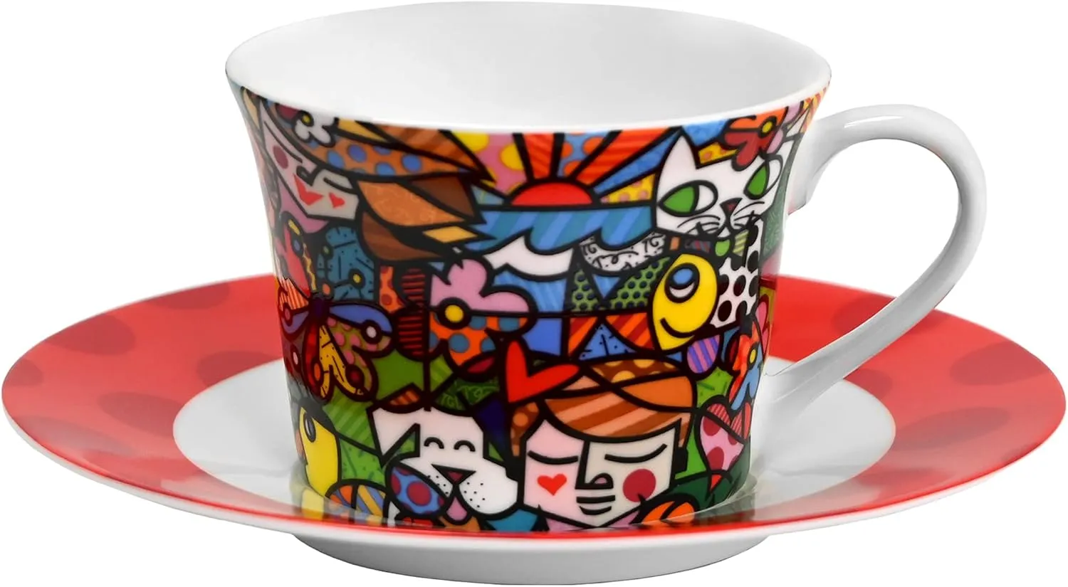 BRITTO Romero Bone China Espresso Cup & Saucer Plate, 3.3. oz. Nature in Harmony