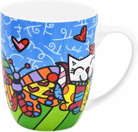 Britto Romero Bone China Coffee Mug, 16.8 oz, Best Friends, Animal Print Design