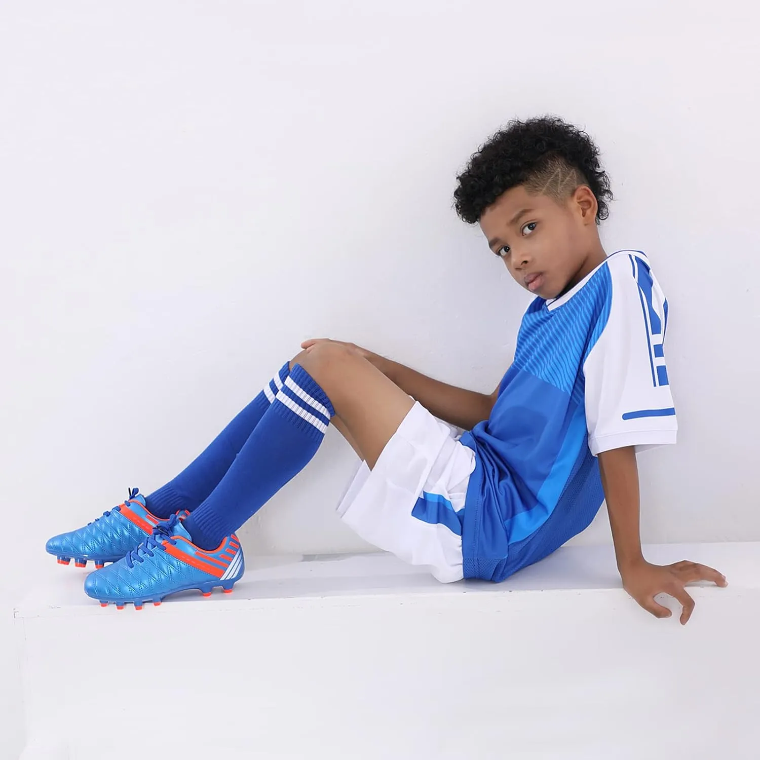 brooman Kids Athletic Soccer Cleats Boys Girls Outdoor Firm Ground Football Shoes