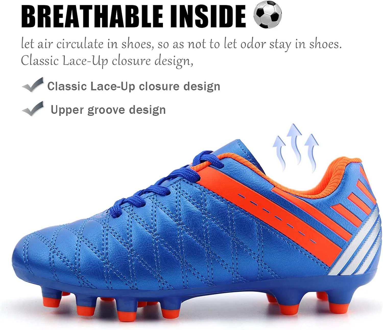 brooman Kids Athletic Soccer Cleats Boys Girls Outdoor Firm Ground Football Shoes