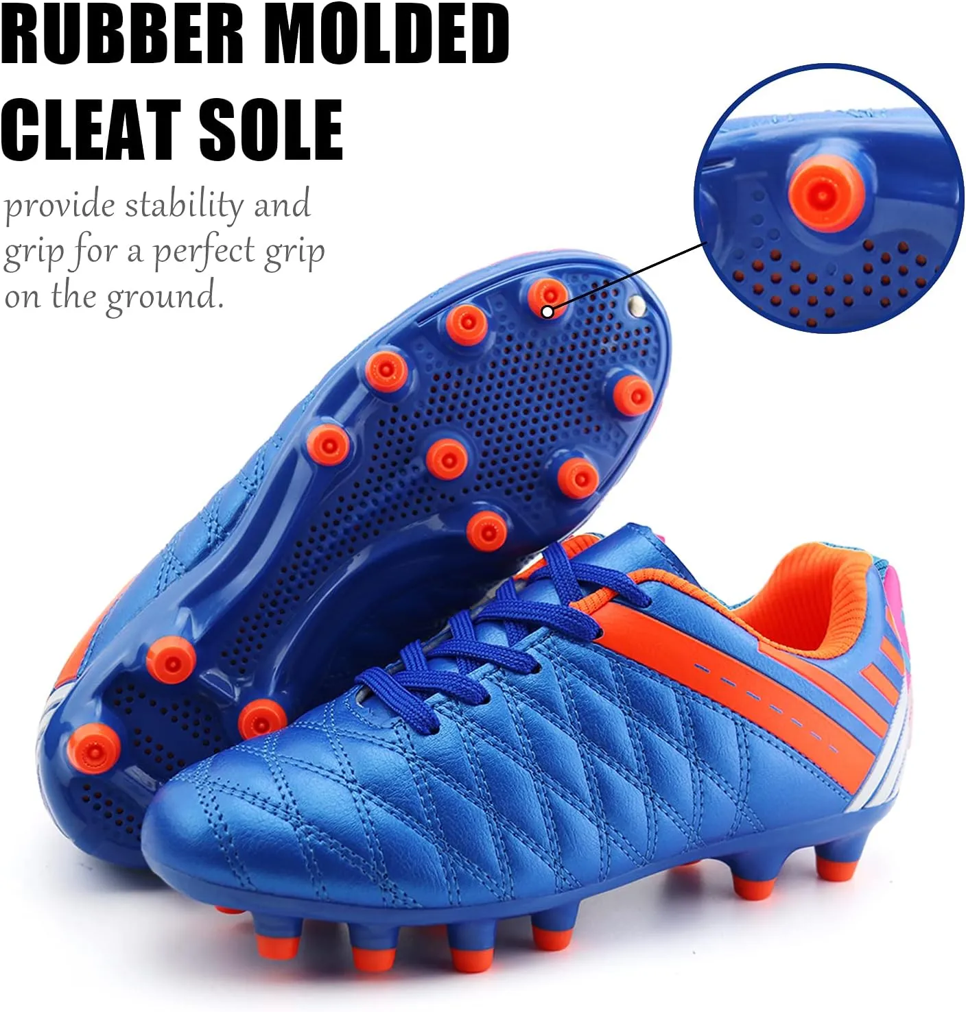 brooman Kids Athletic Soccer Cleats Boys Girls Outdoor Firm Ground Football Shoes