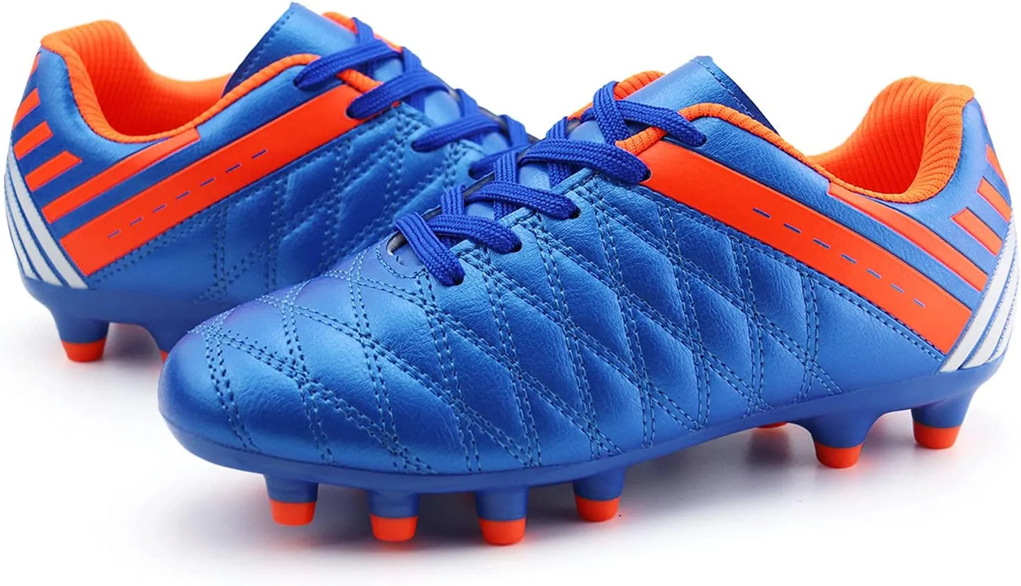 brooman Kids Athletic Soccer Cleats Boys Girls Outdoor Firm Ground Football Shoes