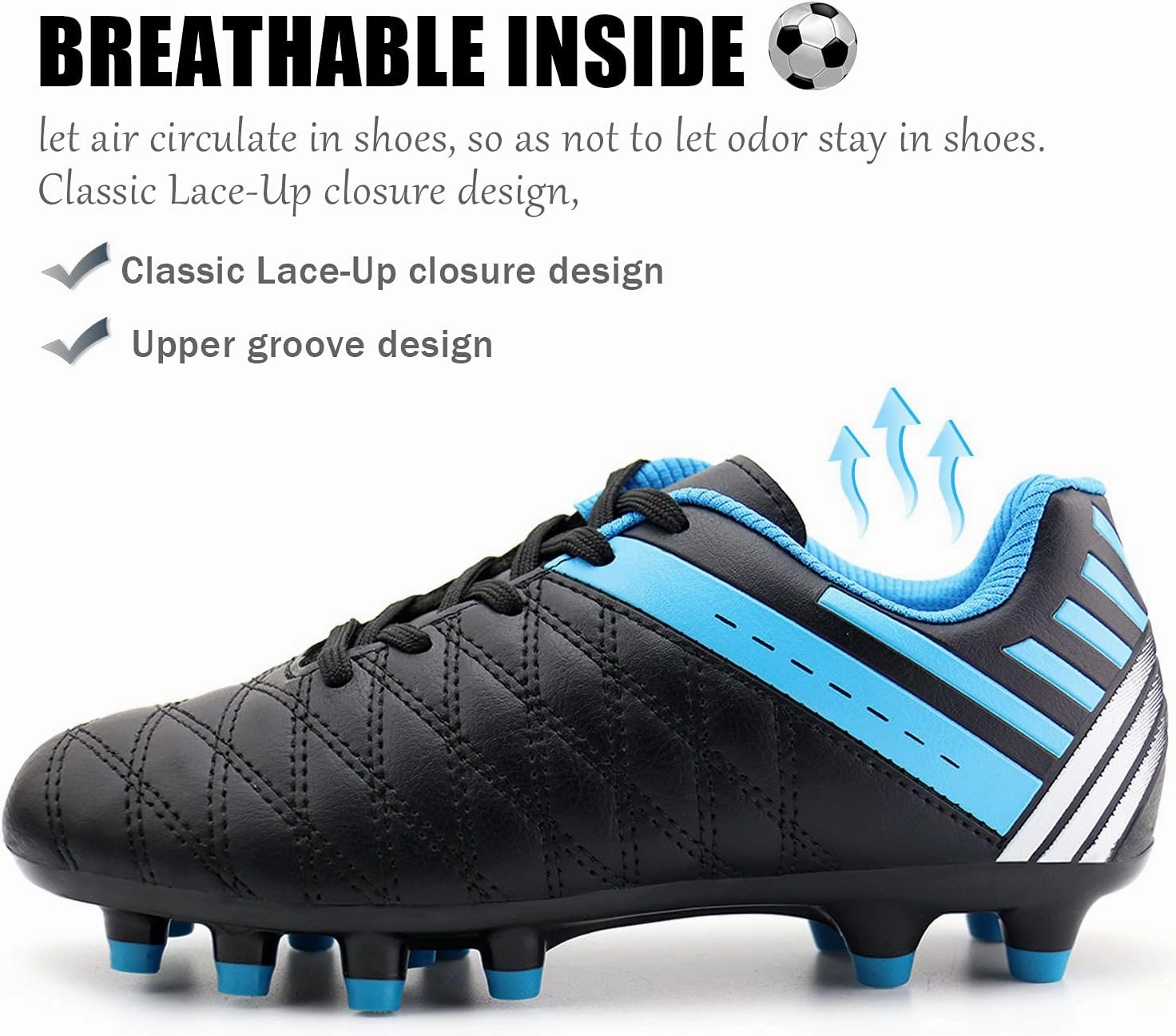 brooman Kids Athletic Soccer Cleats Boys Girls Outdoor Firm Ground Football Shoes