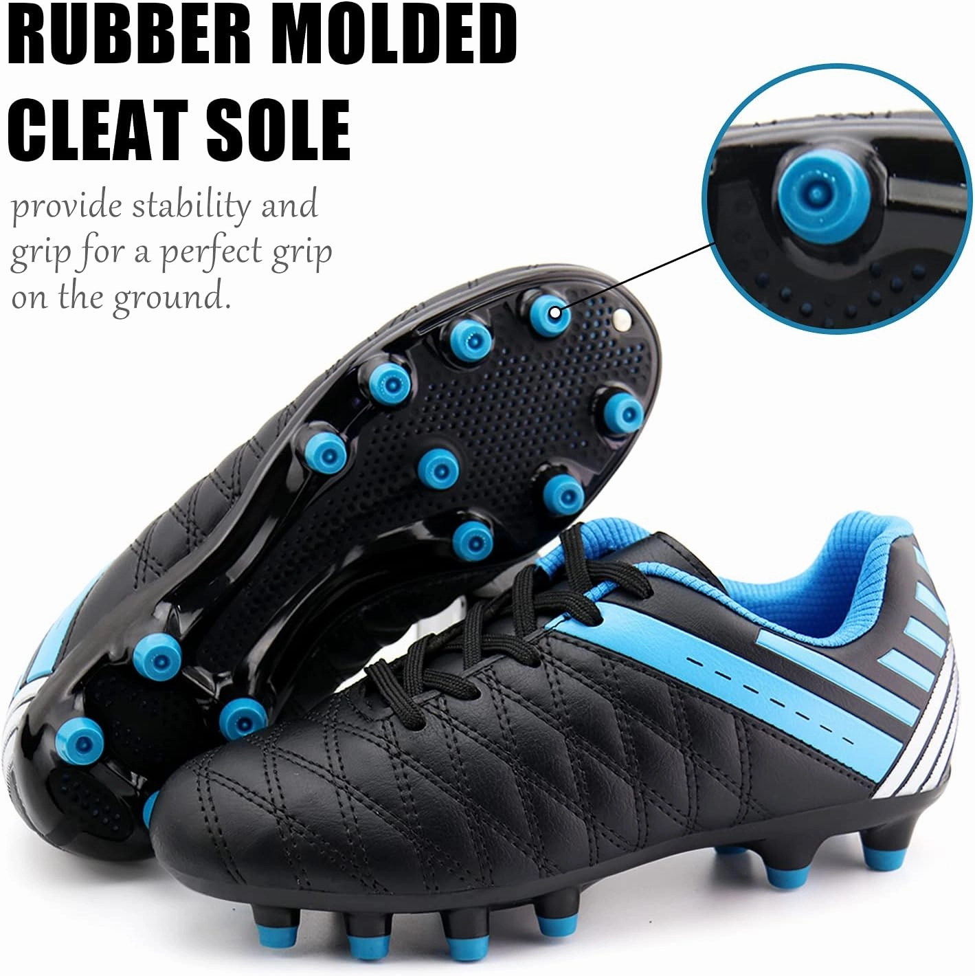 brooman Kids Athletic Soccer Cleats Boys Girls Outdoor Firm Ground Football Shoes