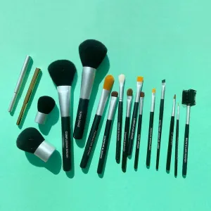 Brush Set: Lip, Foundation, Powder, Eyebrow, Eyeliner, Lash, Kabuki, Blending, and Dome Brushes