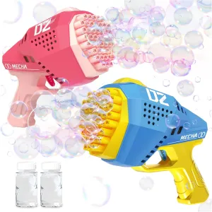 Bubble Gun Toys for 3-5 Year Old Boys Girls: 2 Pack Bubble Machine for Kids, Automatic Bubble Machine Outside Toys for Kids Ages 4-8 Birthday Gifts for 3 4 5 6 7 8 Years Old Boy, 2Pcs BluePink