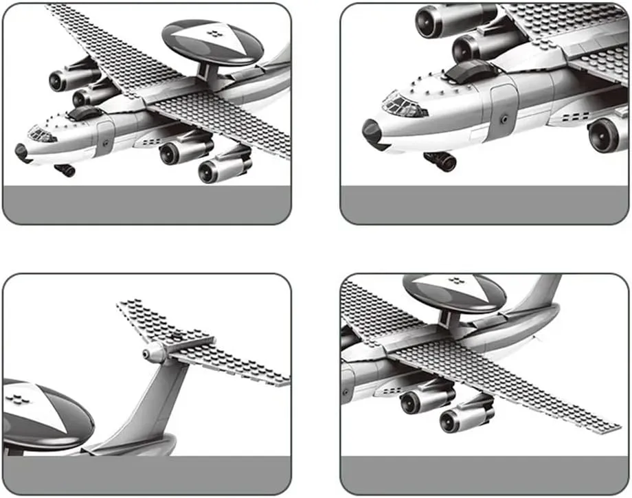 Building Block Early Warning Aircraft Air Force Set,Building Set Military Fighter Air Force,WW2 Military Airplanes Model,Aircraft Plane Brick Toy Gifts for Kids and Adults,199PCS