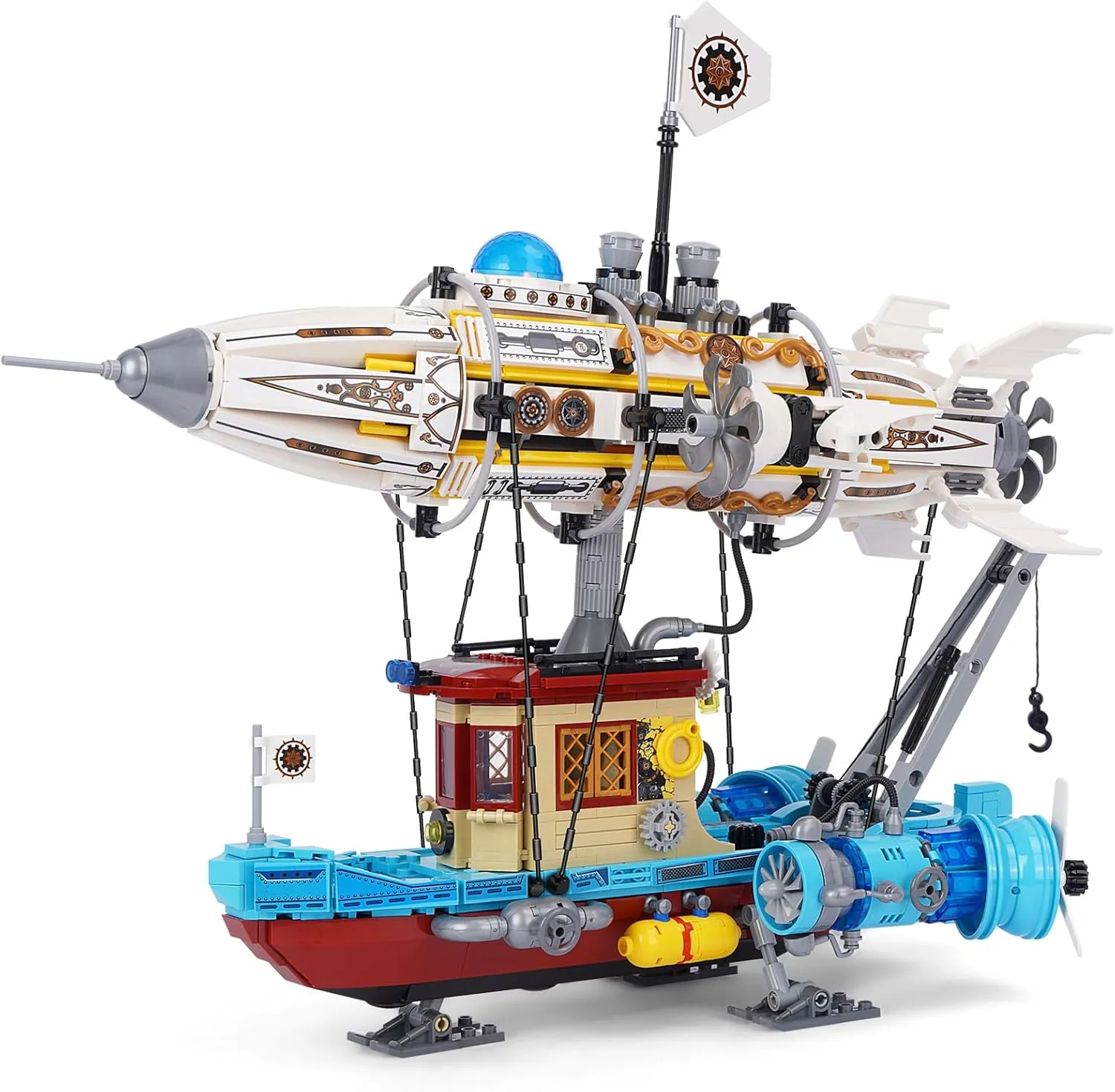 Building Blocks Set,Steampunk Airship Building Toys,Creative and Collectible Blocks Model Gift for Christmas,Birthday,New Year 1256PCS