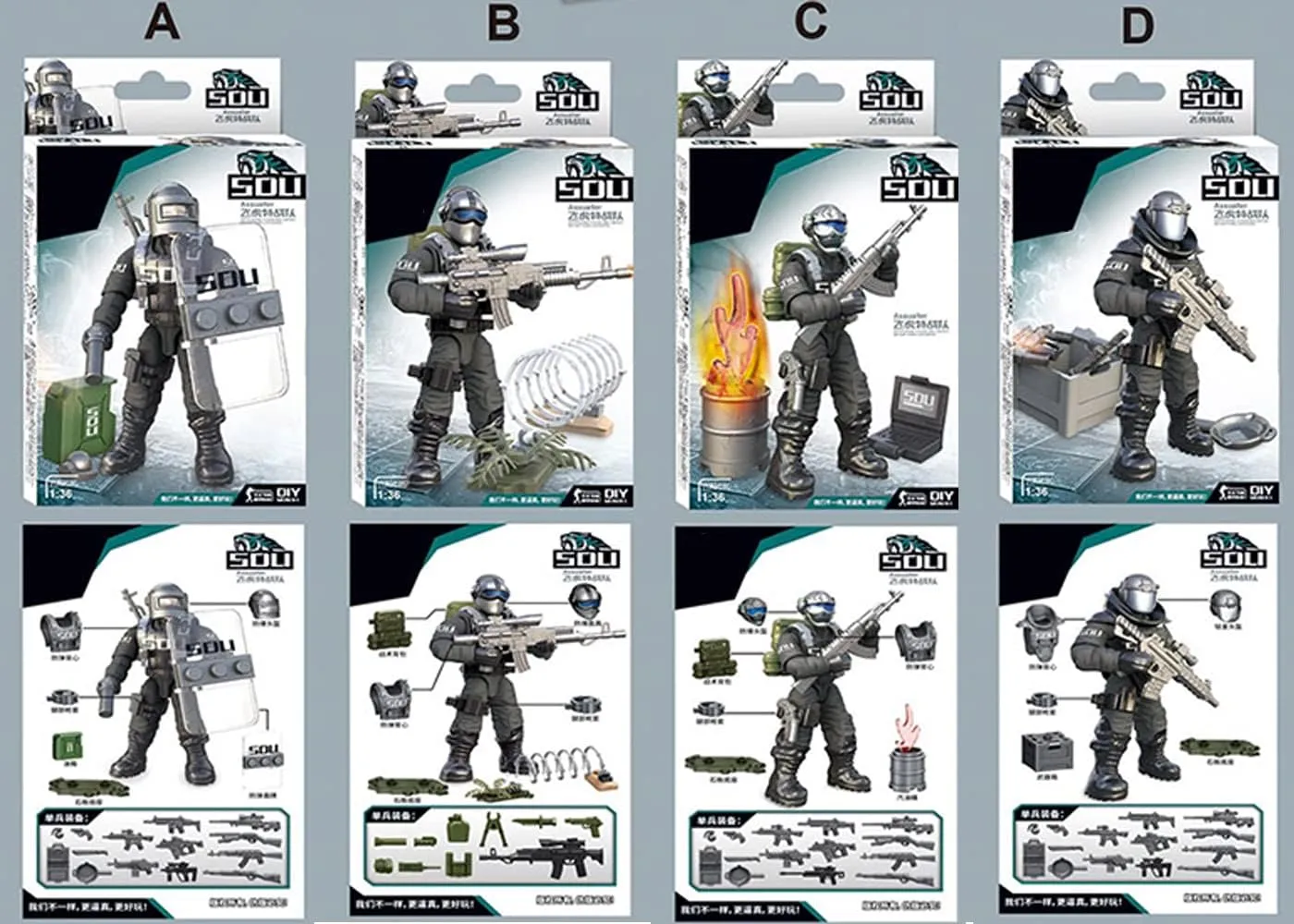 Building Set - Military Vehicle with 8 Mini Soldiers, 70  Weapons & Accessories, Army Building Toys for Kids & Boys 6 