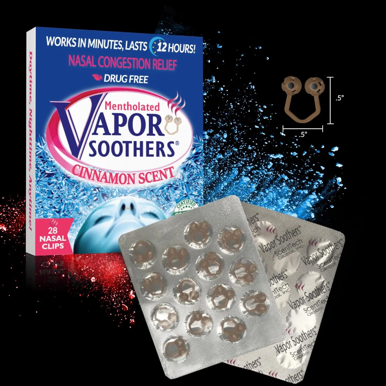 by Scenttech, Snore Reducing- Anti Snoring Aid, Nasal Dilators for Breathing, Instant Nasal Congestion Relief, Cinnamon, 28 Count, Drug-Free