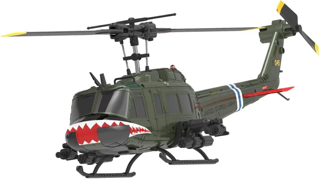 C032 UH-1 Huey RC Helicopter for Adults - 1/48 Scale 2.4G 6CH Flybarless Remote Control Helicopter, 3D Stunt Flight & High-Precision RC Airplane for Beginners