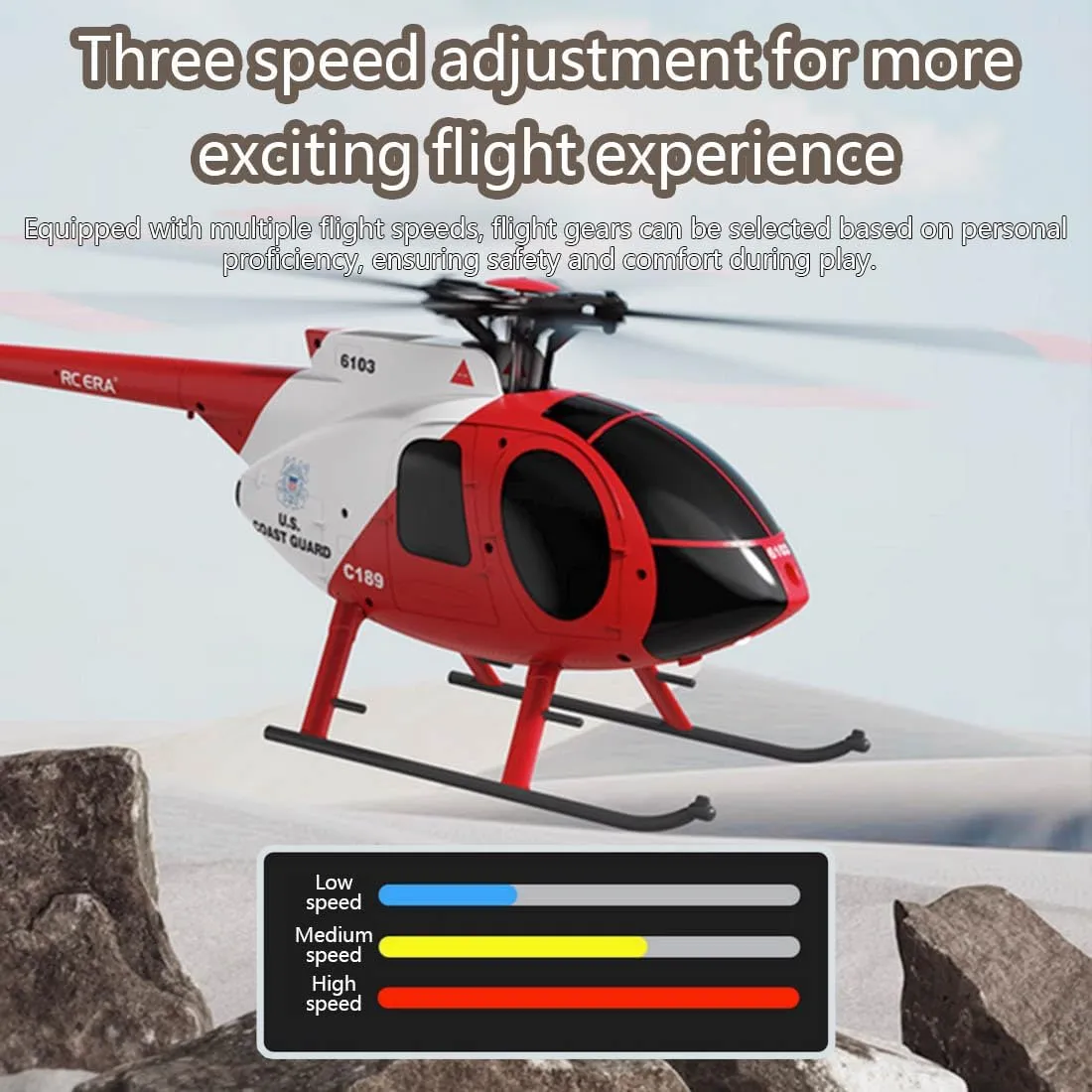 C189 MD500 Remote Control Helicopter, 1/28 4CH Single-Rotor Helicopter with 6-Axis Gyro and Brushless Motor, 2.4GHz RC Aircraft One Key Take Off/Landing for Adults (Red (2 Batteries)