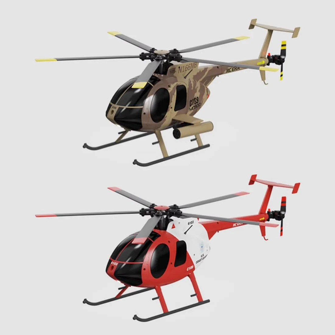 C189 MD500 Remote Control Helicopter, 1/28 4CH Single-Rotor Helicopter with 6-Axis Gyro and Brushless Motor, 2.4GHz RC Aircraft One Key Take Off/Landing for Adults (Red (2 Batteries)