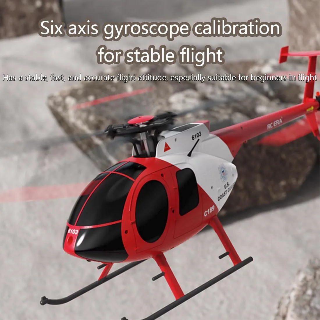 C189 MD500 Remote Control Helicopter, 1/28 4CH Single-Rotor Helicopter with 6-Axis Gyro and Brushless Motor, 2.4GHz RC Aircraft One Key Take Off/Landing for Adults (Red (2 Batteries)