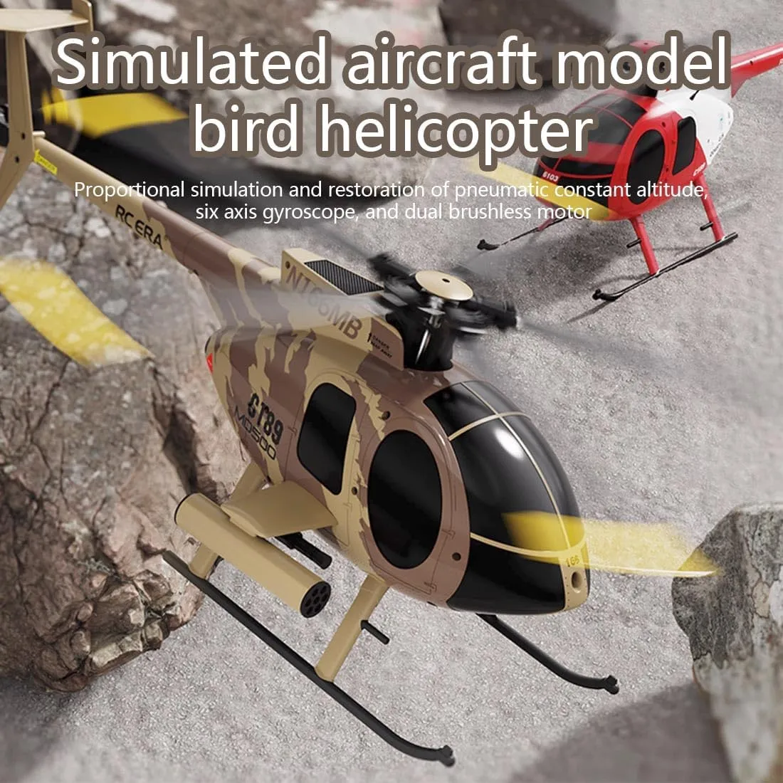 C189 MD500 Remote Control Helicopter for Adults, RC Helicopter Model 1/28 4CH Single-Rotor Helicopter with 6-Axis Gyro and Brushless Motor, 2.4GHz RC Aircraft RTF Version (Army Green)