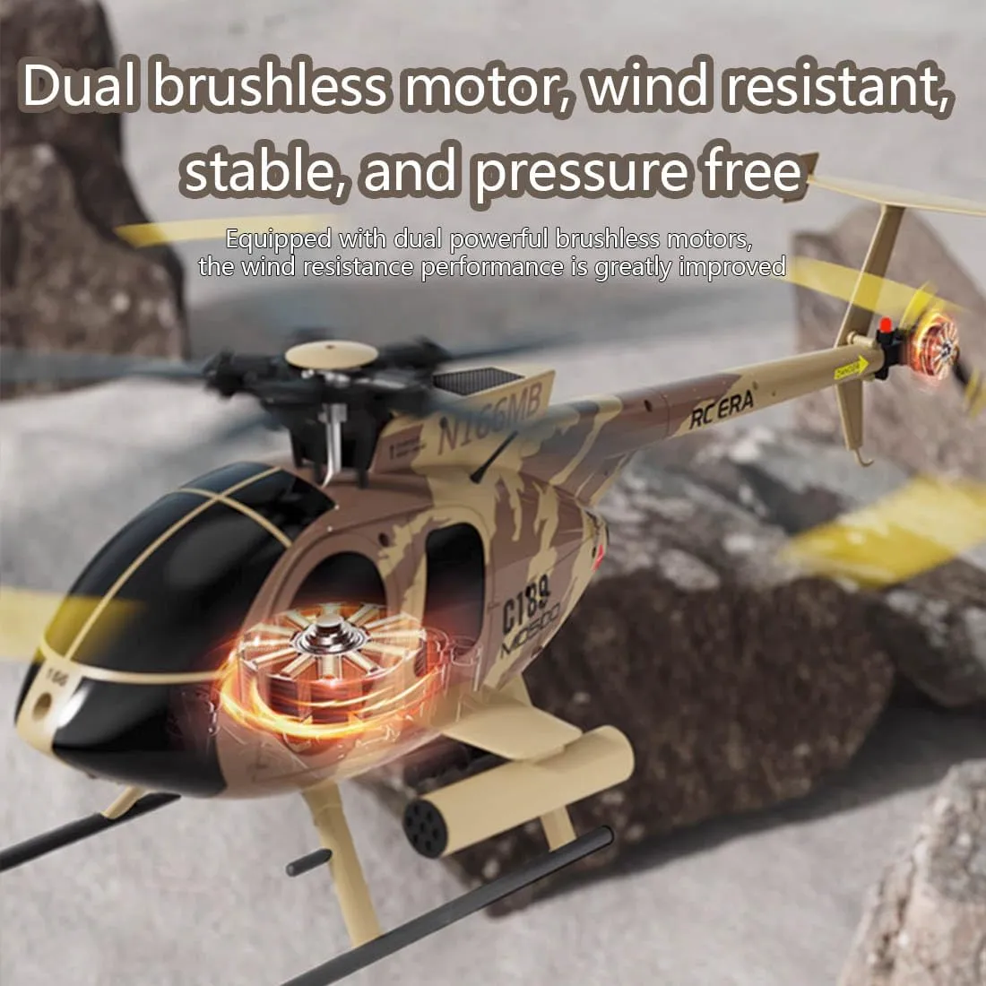 C189 MD500 Remote Control Helicopter for Adults, RC Helicopter Model 1/28 4CH Single-Rotor Helicopter with 6-Axis Gyro and Brushless Motor, 2.4GHz RC Aircraft RTF Version (Army Green)