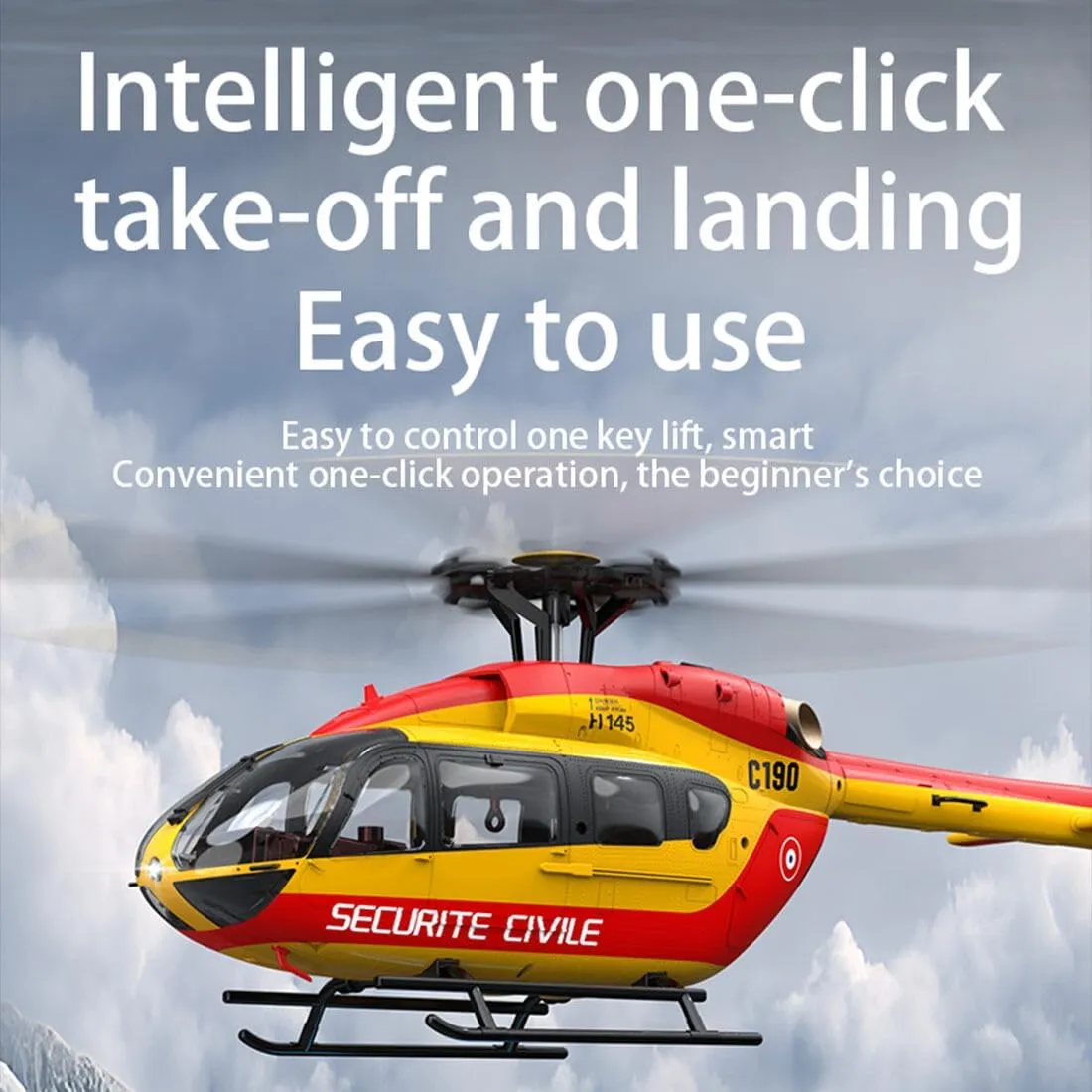 C190 H145 RC Helicopter with 6-Axis Gyro, 1/30 Scale 2.4G 6CH Single-Rotor RC Helicopter with Optical Flow Positioning & Altitude Hold - RTF