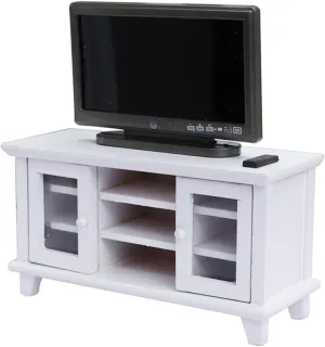 Cabilock 1set Miniature Wooden Tv Cabinet Model for Dollhouse Decor Scale Living Room Furniture Simple Chic Design for Mini House Accessories Holiday