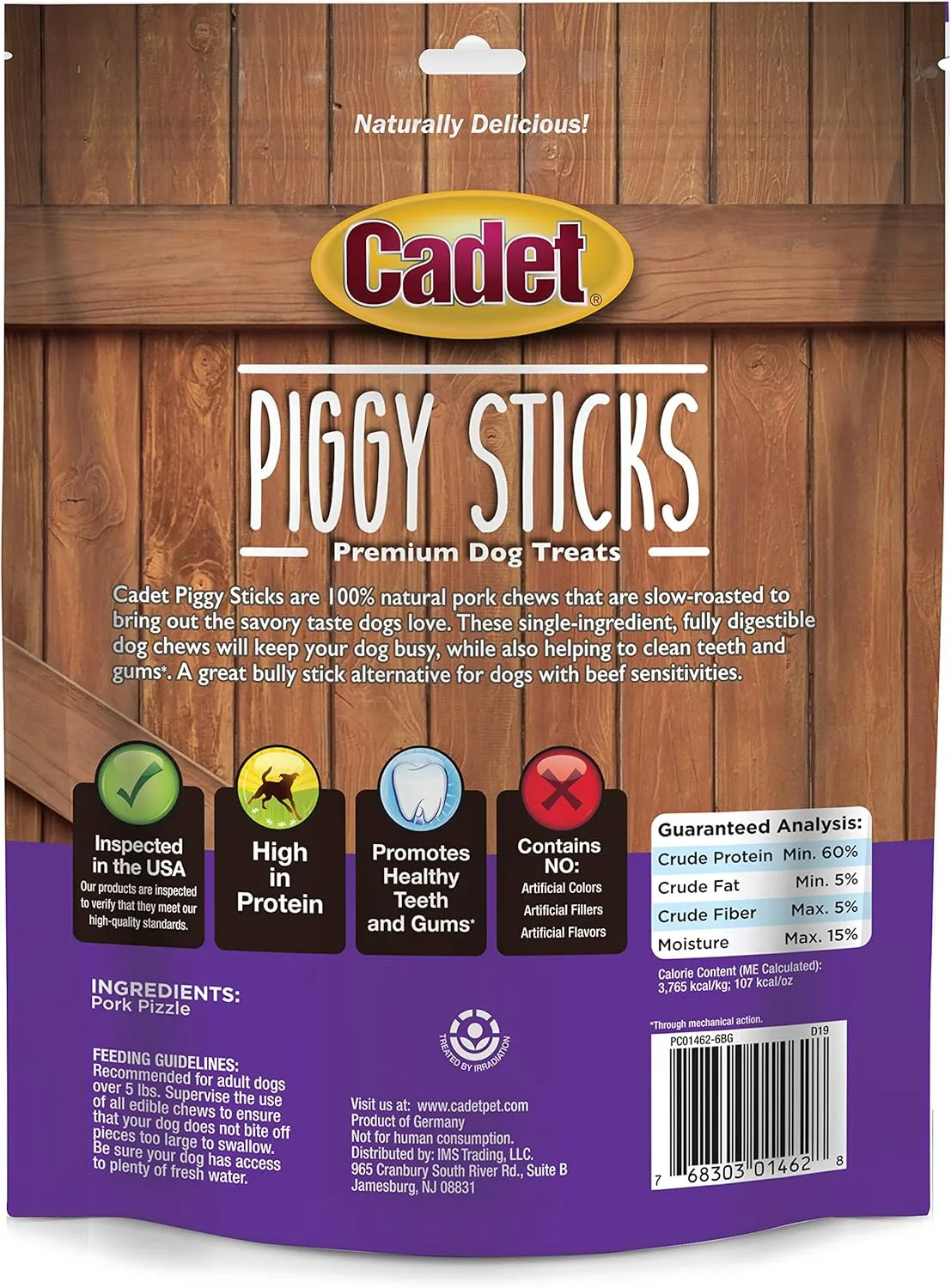 Cadet Butcher Treats Piggy Sticks for Dogs 6 oz
