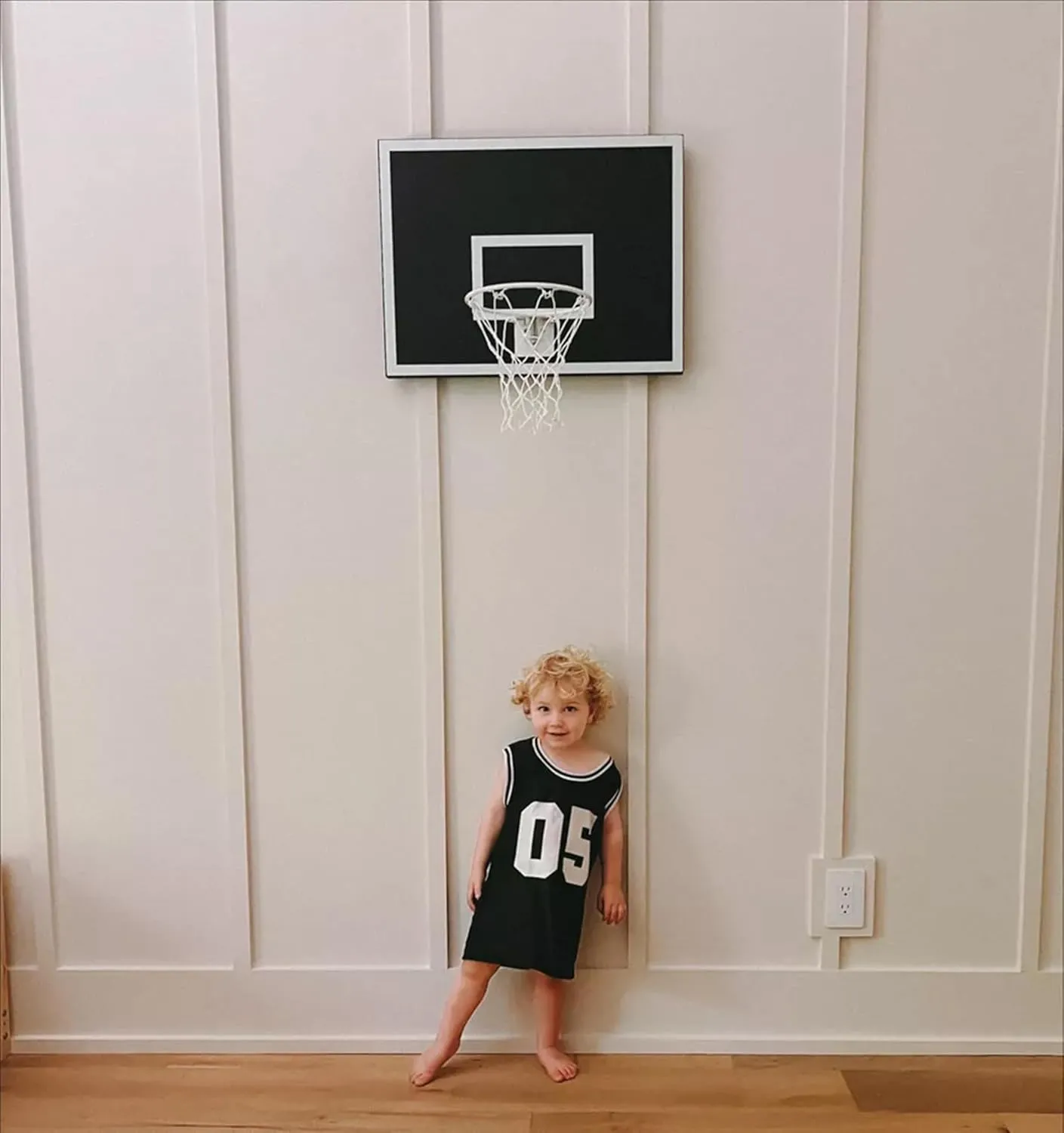 CALIKIWIPROS Mini Basketball Hoop Set Pro League Decorative Solid Wood Wall Mount, Includes 9’ Hoop & 5 mini Basketballs, Classic Look with Colors Matching Some pro Teams.
