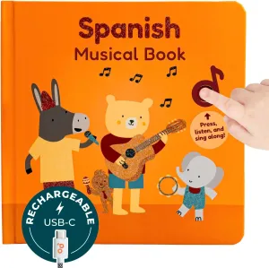 Cali’s Books Spanish Nursery Rhymes 1 | USB-C Rechargeable Sound Book for Toddlers 1-3 | Libros en Español para Niños | Learn Spanish for Kids | Bilingual Musical Book with 6 Songs