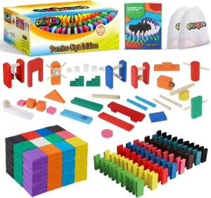 Calmado – 1000 PCS Wooden Dominos for Kids - Domino Toys for Outdoor or Indoor Game, Dominos for Kids Ages 4-12 Including Bag, Instruction Manual & Accessories