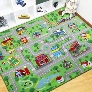 Capslpad Kids Educational Play Rug - 6.6' x 5' Traffic Road Car Mat Learning Play Game Area Rug for Playroom, Living Room, Nursery Room Decor