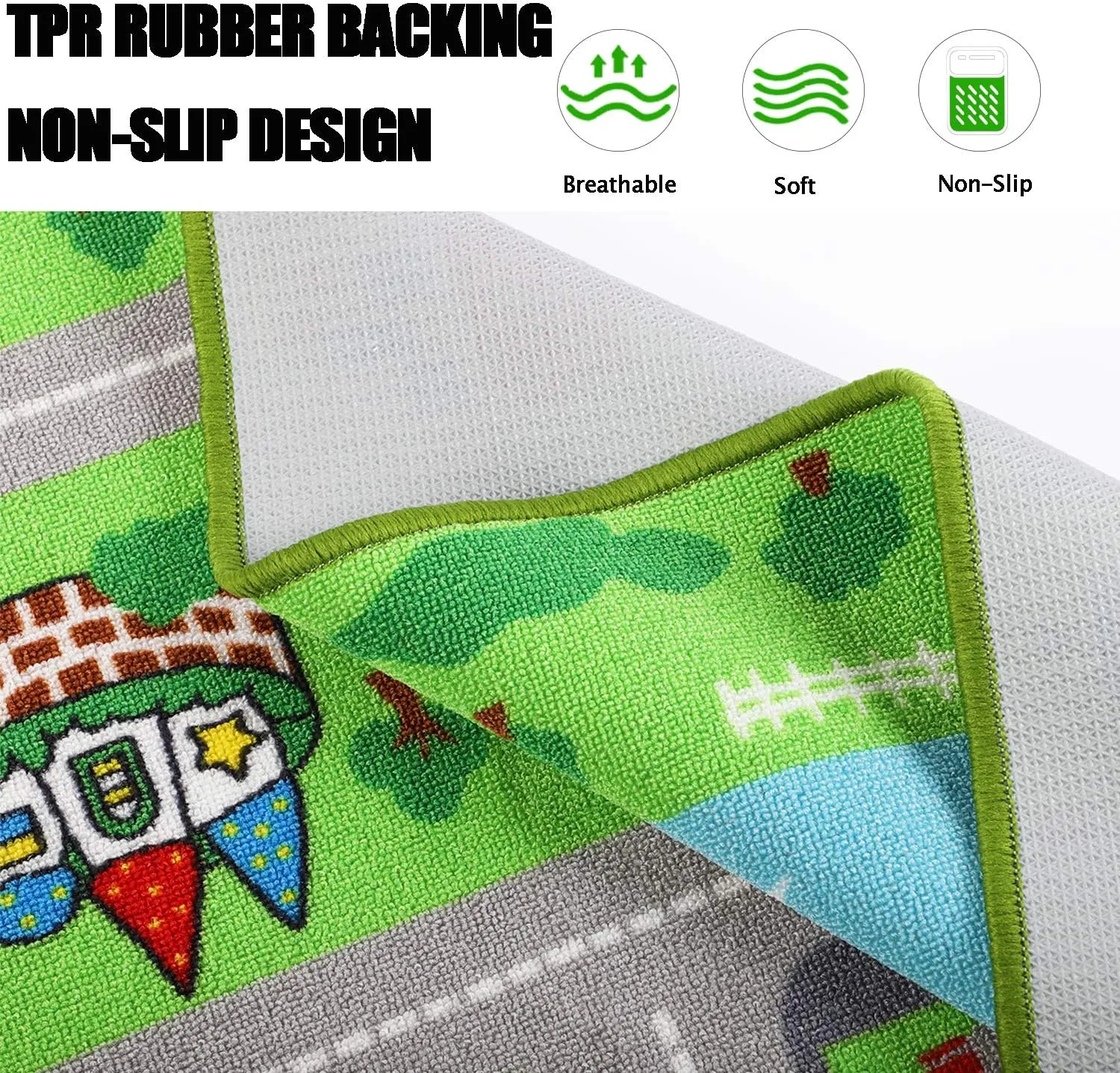 Capslpad Kids Educational Play Rug - 6.6' x 5' Traffic Road Car Mat Learning Play Game Area Rug for Playroom, Living Room, Nursery Room Decor