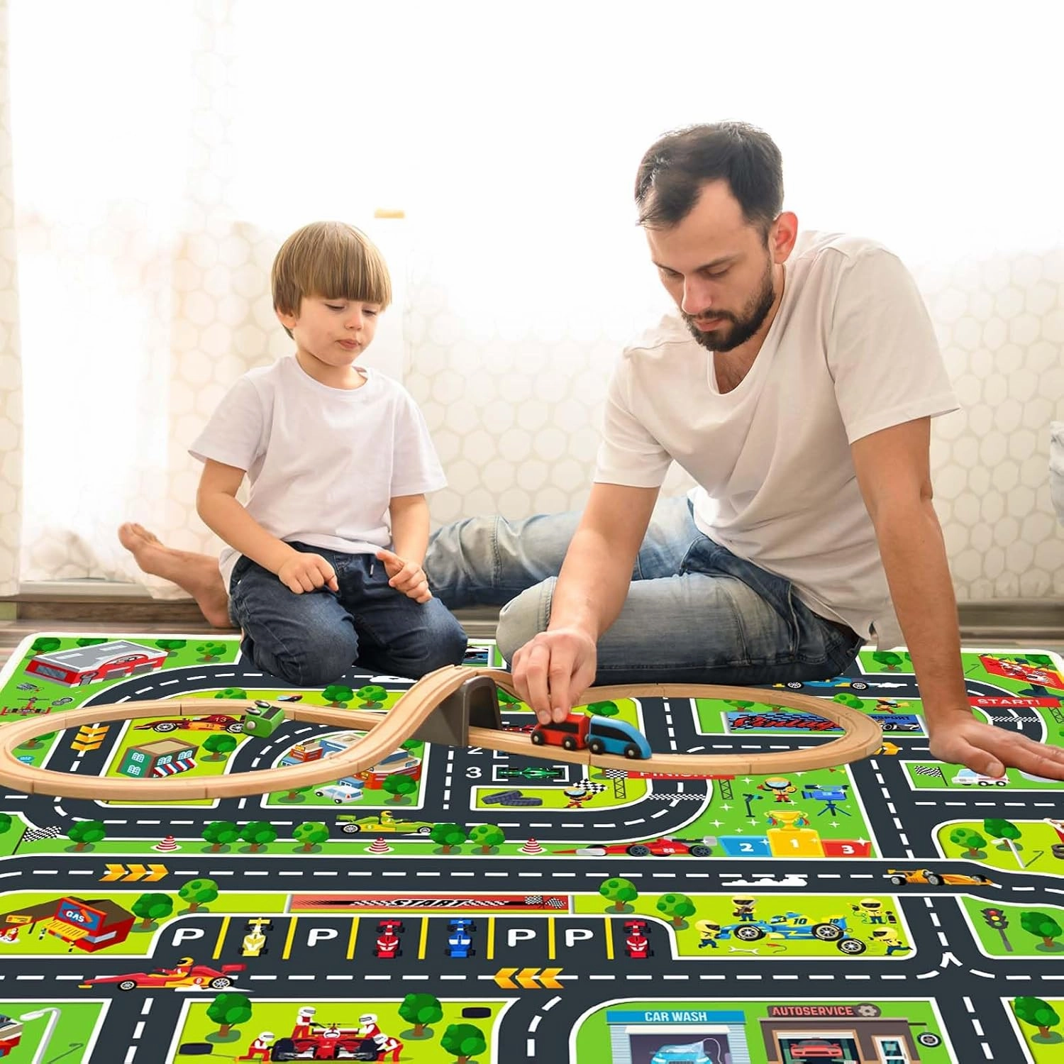 Car Play Mat for Boys and Girls, Non-Slip Kids Play Rug for Toy Cars