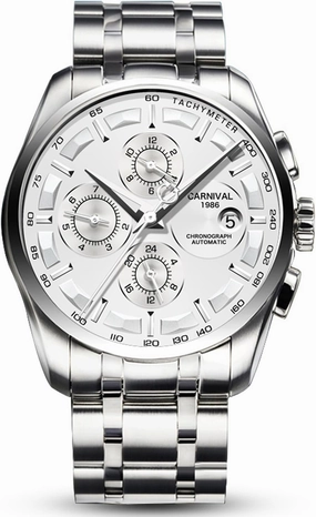 carlien Classic Mechanical Men Multifunctional Stainless Steel Sapphire Glass Waterproof Business Wristwatches