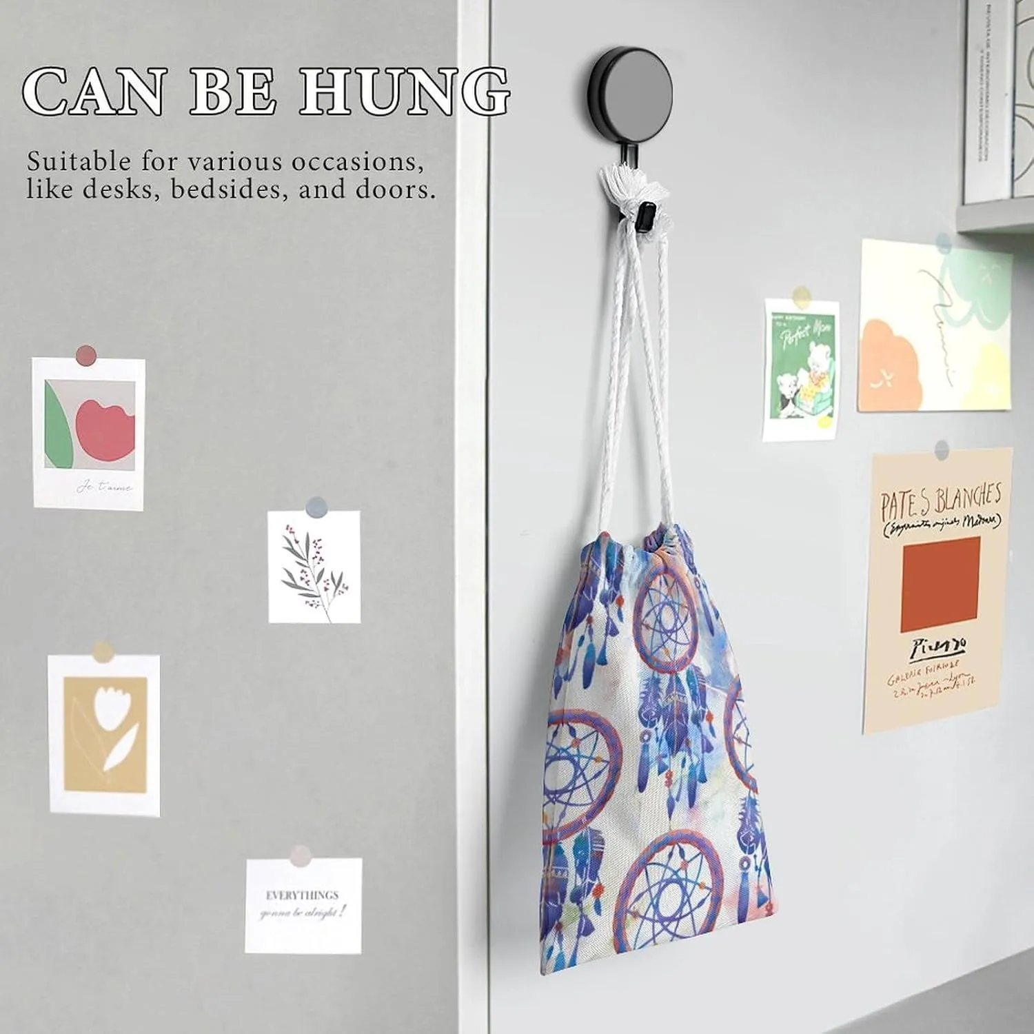 Cartoon Mushrooms Portable Large Capacity Canvas Drawstring Storage Bag