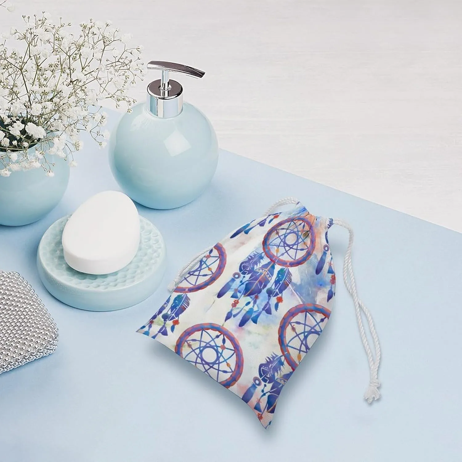Cartoon Mushrooms Portable Large Capacity Canvas Drawstring Storage Bag