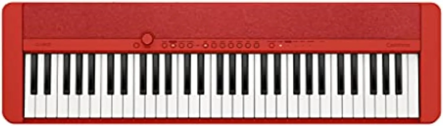Casio Casiotone CT-S1 – 61-Key Touch-Sensitive Retro Keyboard | Sleek, Portable Design for Beginners to Pros | Stereo Grand Piano   60 AiX Tones | USB-MIDI Connectivity | Red
