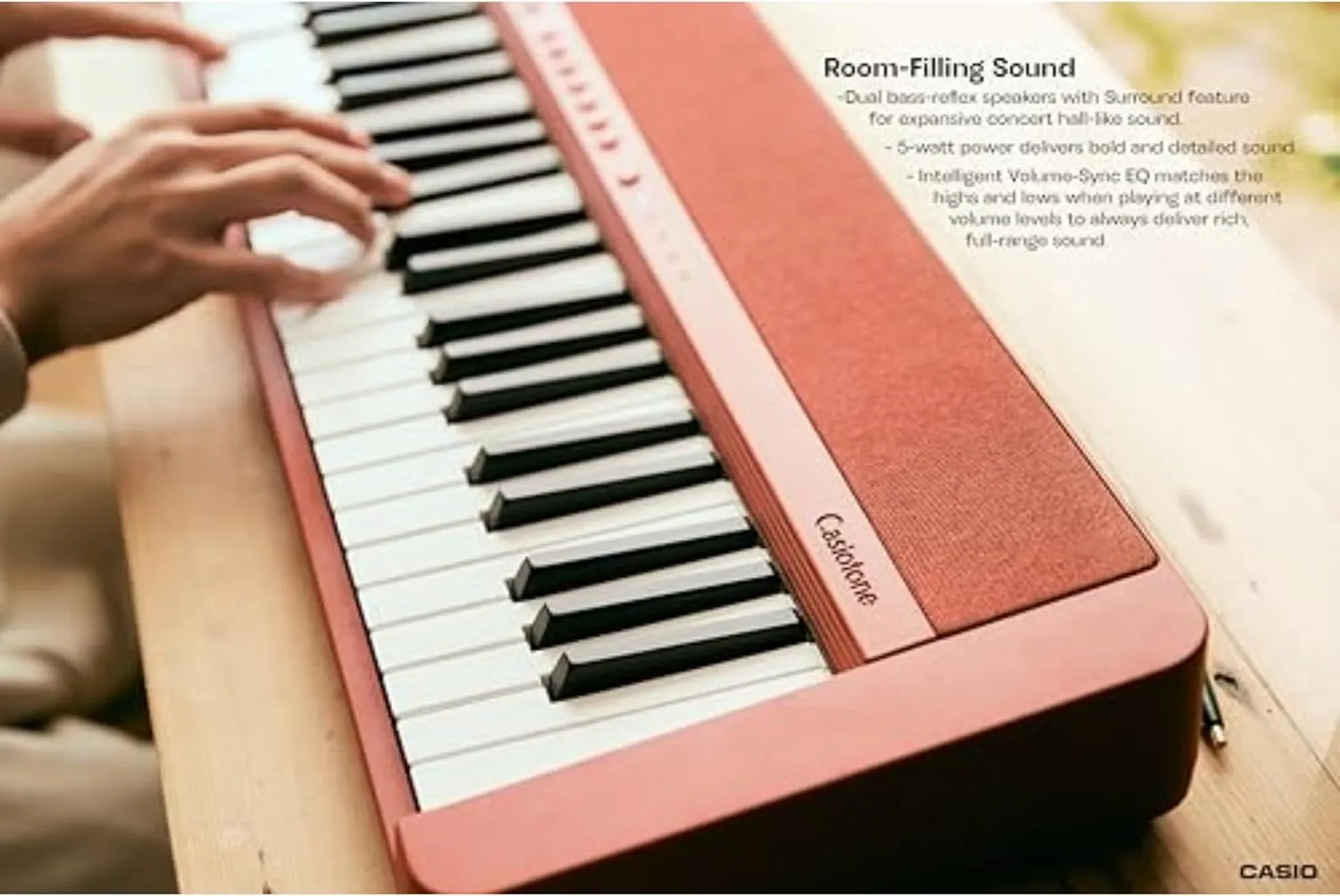 Casio Casiotone CT-S1 – 61-Key Touch-Sensitive Retro Keyboard | Sleek, Portable Design for Beginners to Pros | Stereo Grand Piano   60 AiX Tones | USB-MIDI Connectivity | Red
