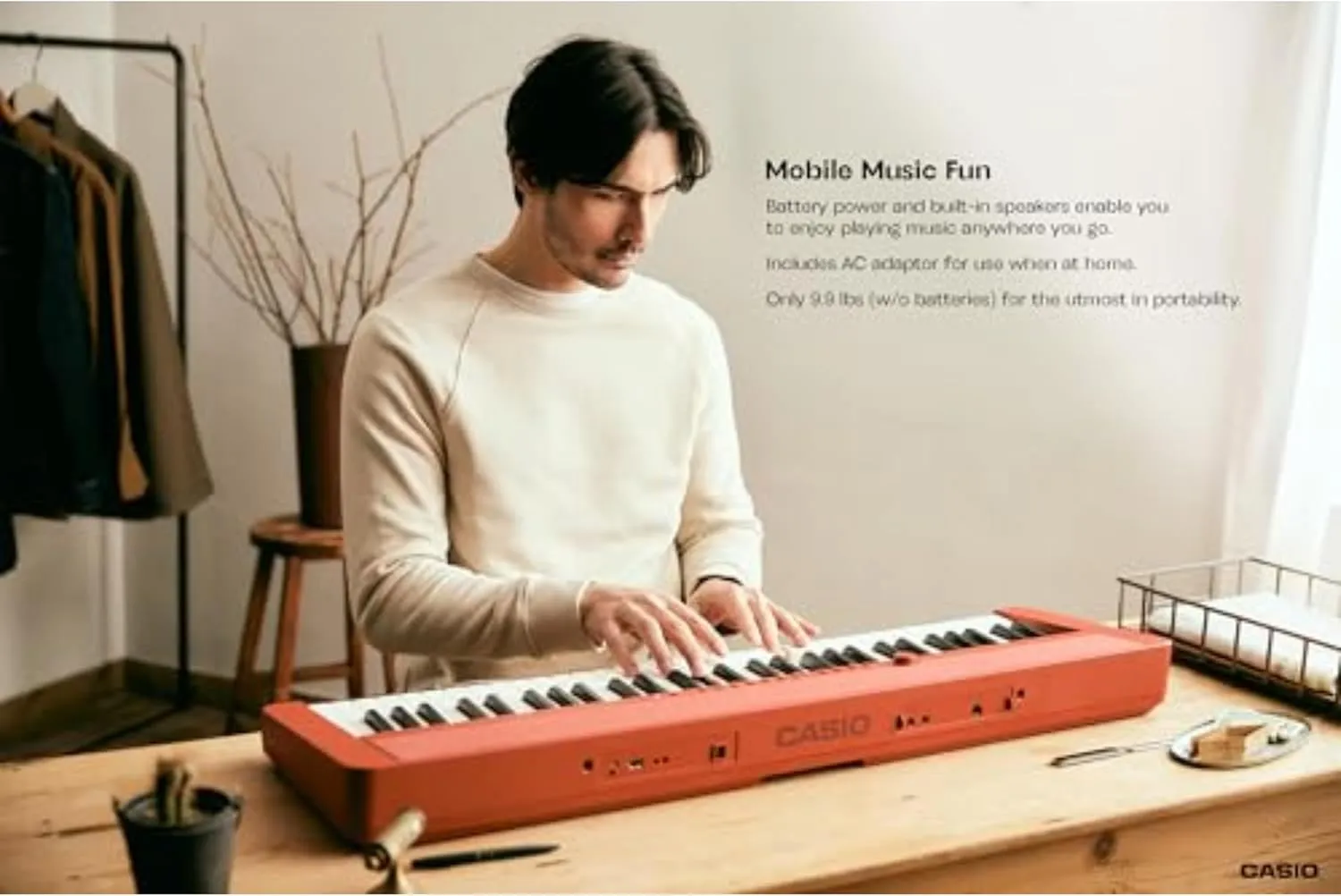 Casio Casiotone CT-S1 – 61-Key Touch-Sensitive Retro Keyboard | Sleek, Portable Design for Beginners to Pros | Stereo Grand Piano   60 AiX Tones | USB-MIDI Connectivity | Red