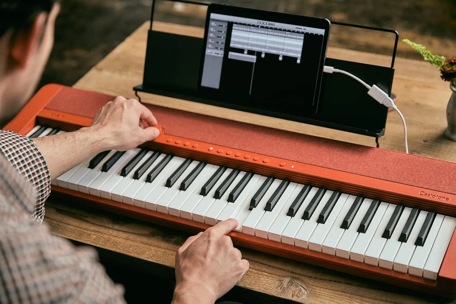 Casio Casiotone CT-S1 – 61-Key Touch-Sensitive Retro Keyboard | Sleek, Portable Design for Beginners to Pros | Stereo Grand Piano   60 AiX Tones | USB-MIDI Connectivity | Red