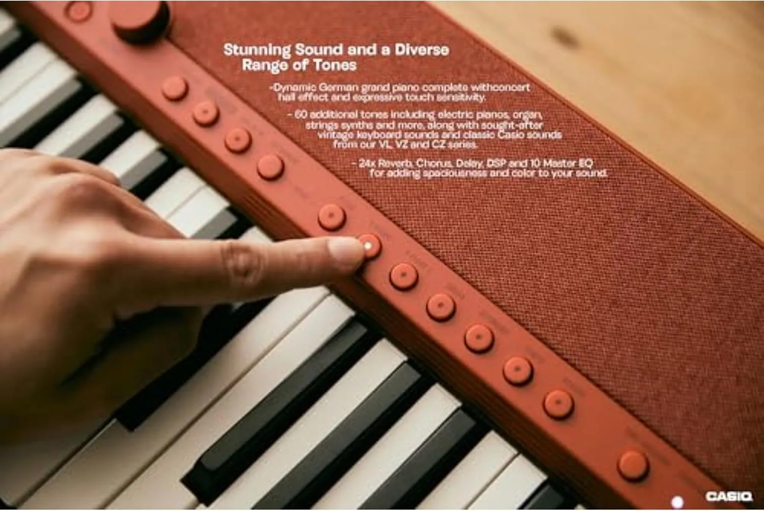 Casio Casiotone CT-S1 – 61-Key Touch-Sensitive Retro Keyboard | Sleek, Portable Design for Beginners to Pros | Stereo Grand Piano   60 AiX Tones | USB-MIDI Connectivity | Red