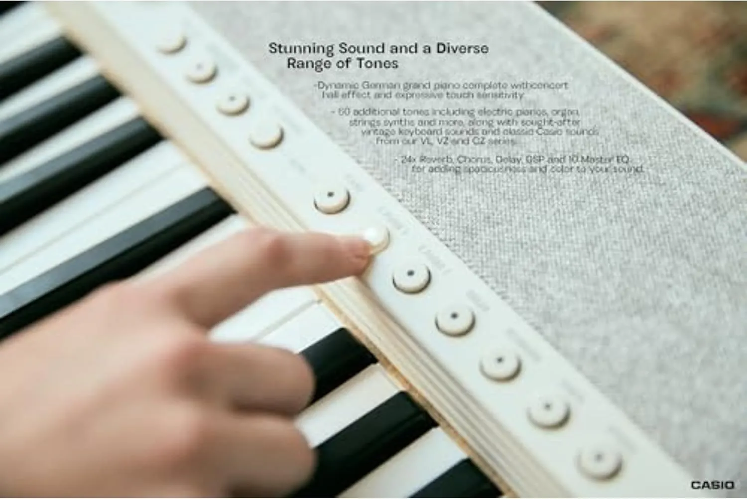 Casio Casiotone CT-S1– 61-Key Touch-Sensitive Retro Keyboard | Sleek, Portable Design for Beginners to Pros | Stereo Grand Piano   60 AiX Tones | USB-MIDI Connectivity | White