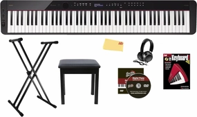 Casio Privia PX-S3100 Digital Piano - Black Bundle with Adjustable Stand, Bench, Headphones, Instructional Book, Online Lessons, Instructional DVD, and Austin Bazaar Polishing Cloth