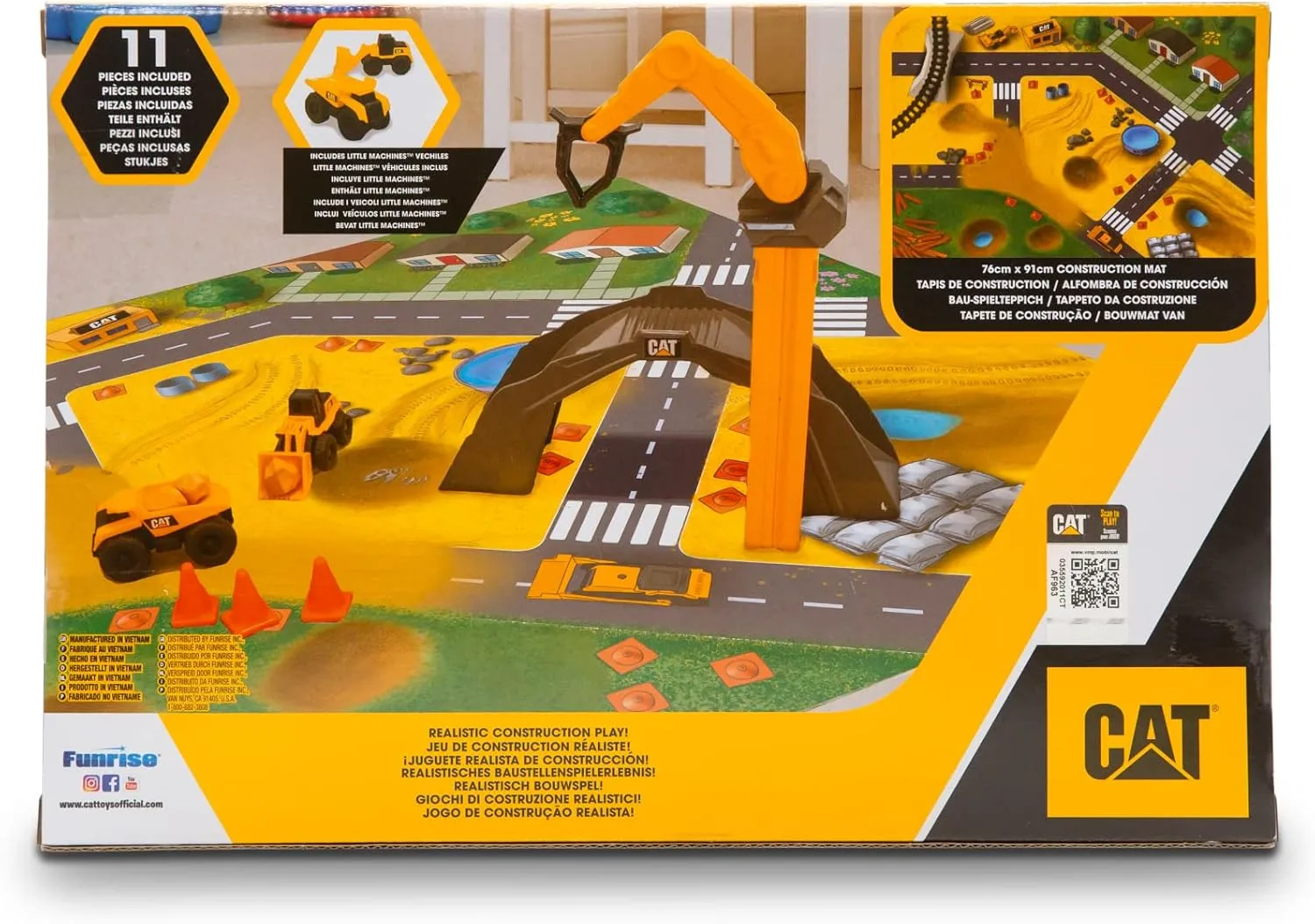 CAT Construction Toys, CAT Little Machines Vehicles Play Mat with Collectible Construction Vehicles, Sensory Toys for Kids Ages 3 and up