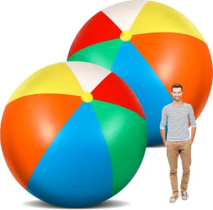 Ceenna 2 Pcs 3.8 Ft/45.7 Inches Giant Beach Ball Large Inflatable Ball Jumbo Toys for Adults Summer Swimming Pool Water Games Party Favors